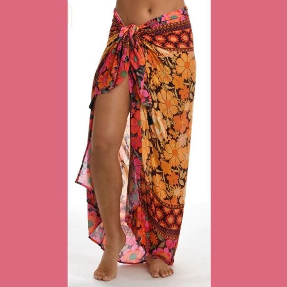 Sunshine 79 Other - Sunshine 79 Flower Power Pareo Sarong Wrap Skirt Dress Swimsuit Beach Cover Up